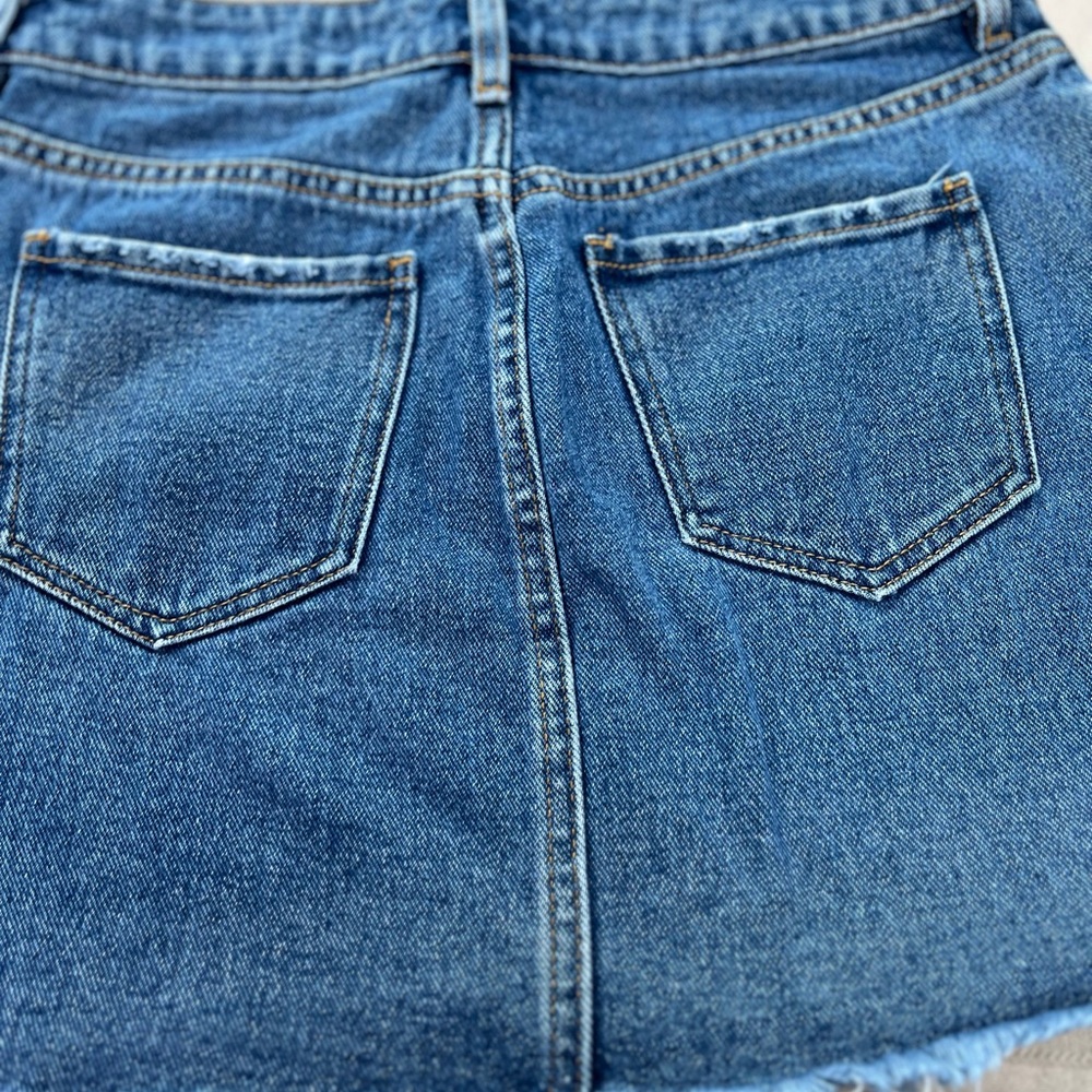 PACSUN Denim Raw Edge Mini Skirt - Picture 5 of 7
